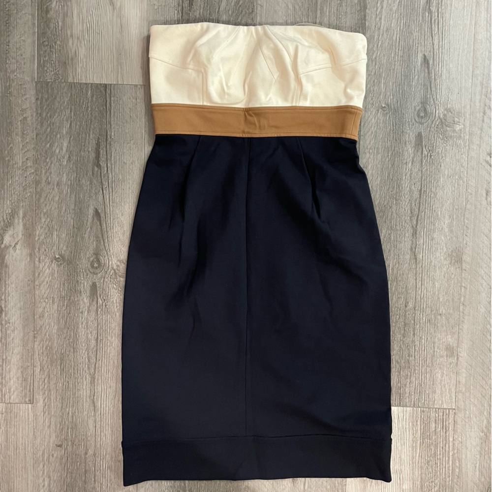 DVF Diane Von Furstenberg Color block Rhythm Strapless Midi Pencil Dress